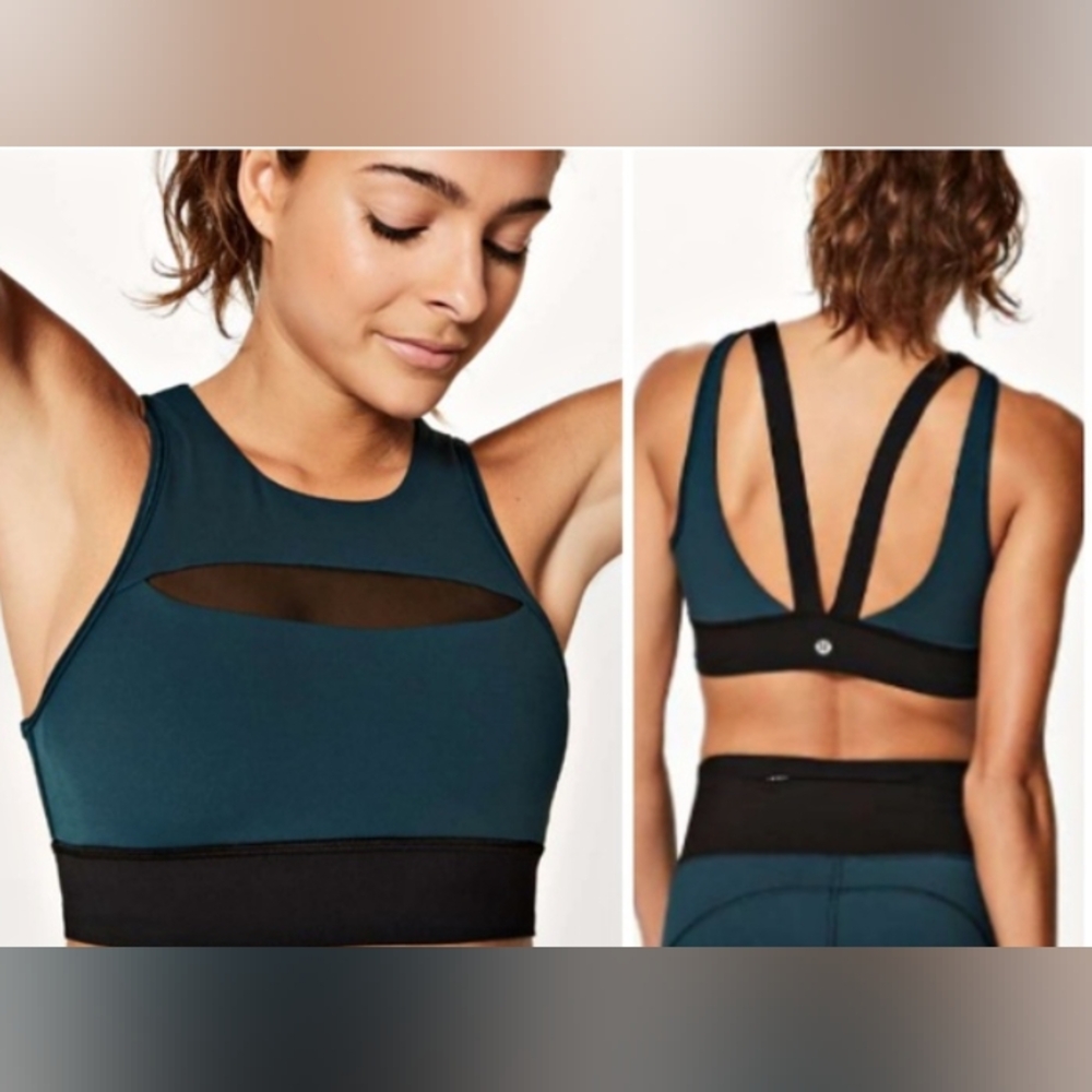 lululemon athletica Teal & Black Strappy Sports Bra